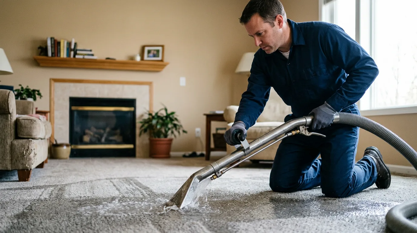 Water damage restoration technician working near Trent, TX